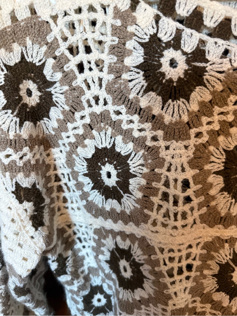 Rebellion Again crocheted sweater is a boho-style, open-knit cropped pullover L - Picture 3 of 10